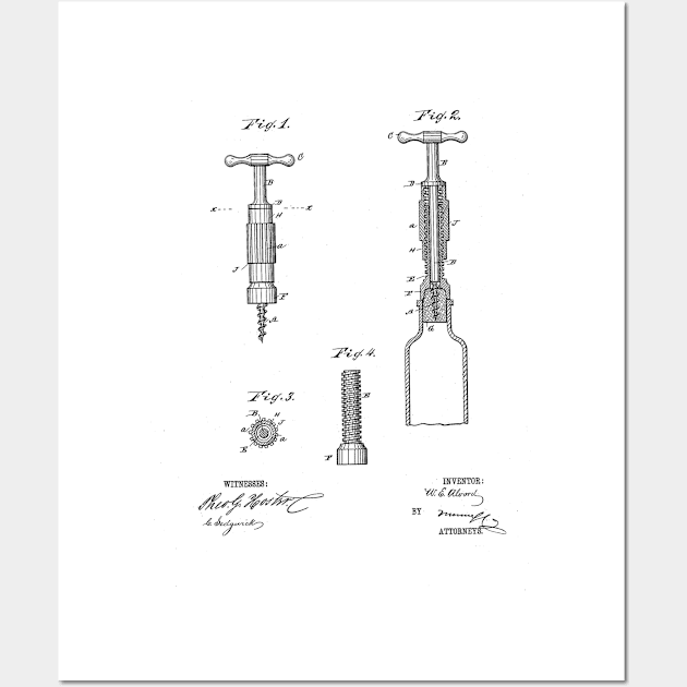 Corkscrew Vintage Patent Drawing Wall Art by TheYoungDesigns